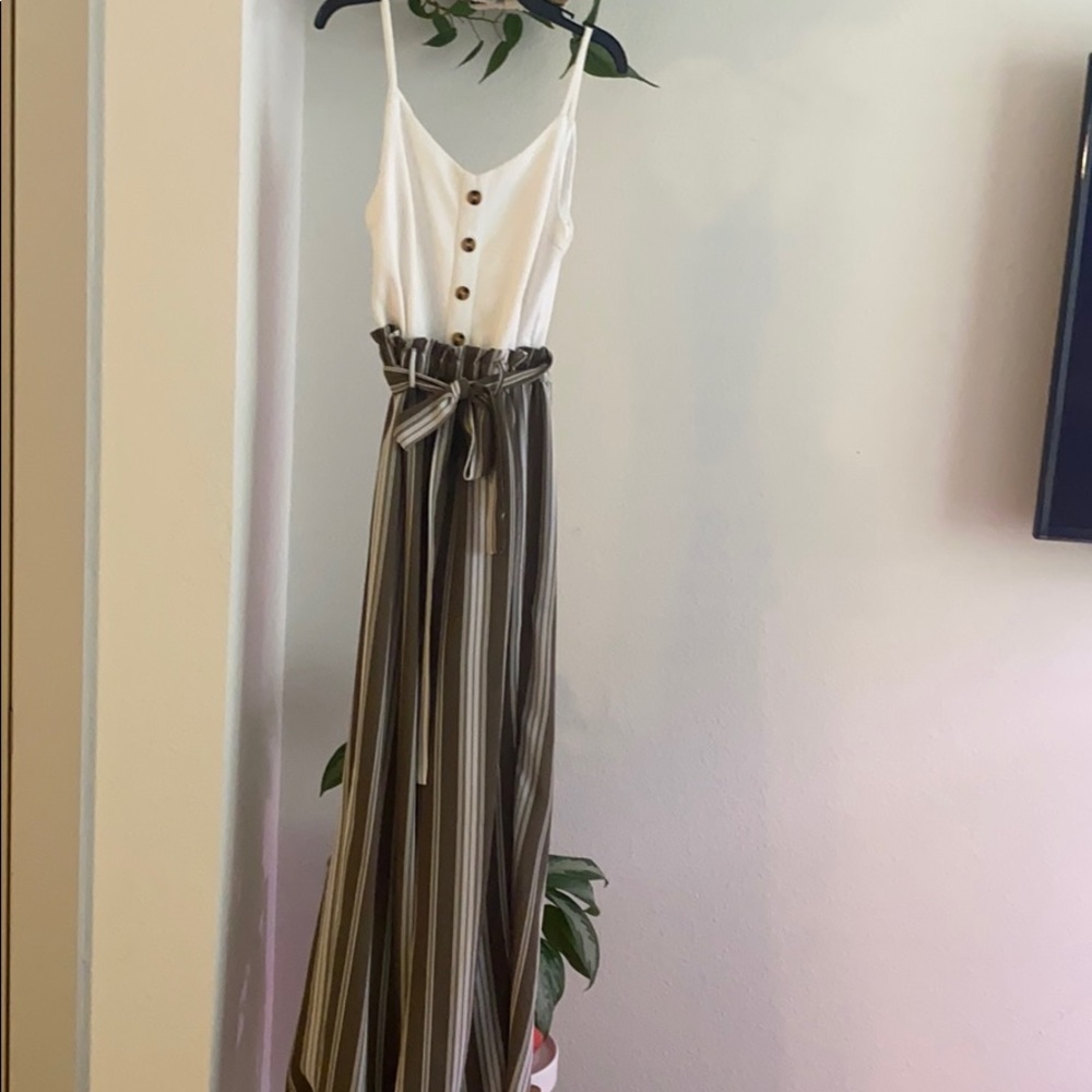 Olive green/white jumpsuit